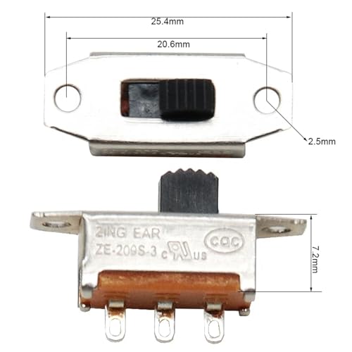 Interrupteur DPDT ON-OFF glissière bouton composant électronique soudure - 5
