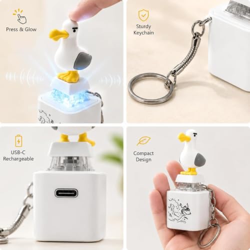 Fidget Clicker Keychain , Rechargeable Fidget Clicker with Real Sound and LED Light, Light Up Keyboard Fidget , Funny Interactive Desk Stress Relief Toy Gifts for Adults,white-6pcs - Image 4