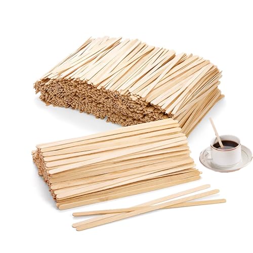 YUTJQOA - 1000 Stück 14 cm Kaffee Rührstäbchen, Rührstäbchen Holz, Holzstäbchen Kaffeestäbchen für Umrühren von Kaffee Tee Getränke Natürlich Holzstiele für Waffeln am Stiel für Milch Tee Saft