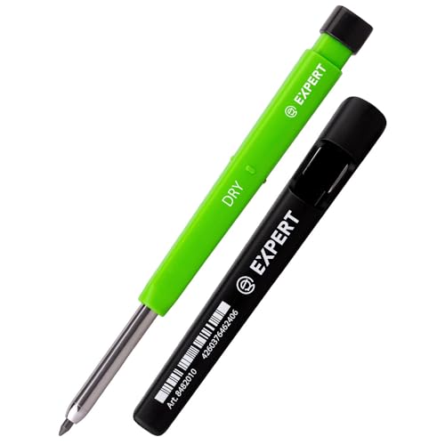 EXPERT DRY All-in-One Markierstifte inkl. Graphitmine | Nachfüllbarer Tieflochmarker mit Minenautomatik | Vielseitig auf Holz, Glas, Metall | Zimmermannsbleistift mit integriertem Spitzer EXPERT DRY All-in-One Markierstifte inkl. Graphitmine | Nachfüllbarer Tieflochmarker mit Minenautomatik | Vielseitig auf Holz, Glas, Metall | Zimmermannsbleistift mit integriertem Spitzer