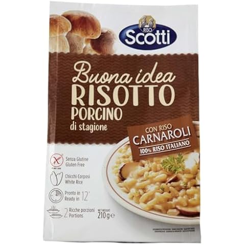 Porcini Mushrooms, Riso Scotti, Carnaroli Rice, Ready Meal, Easy to Cook, Italian Seasoned Risotto, Easy Dinner Side Dish, Just Add Water and Heat, 7.4 oz, 2-3 servings Cover