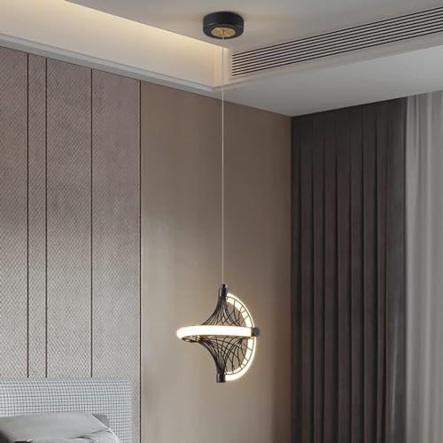 Lustre ventilateur noir 36 cm en fer forgé pour plafond de chambre moderne