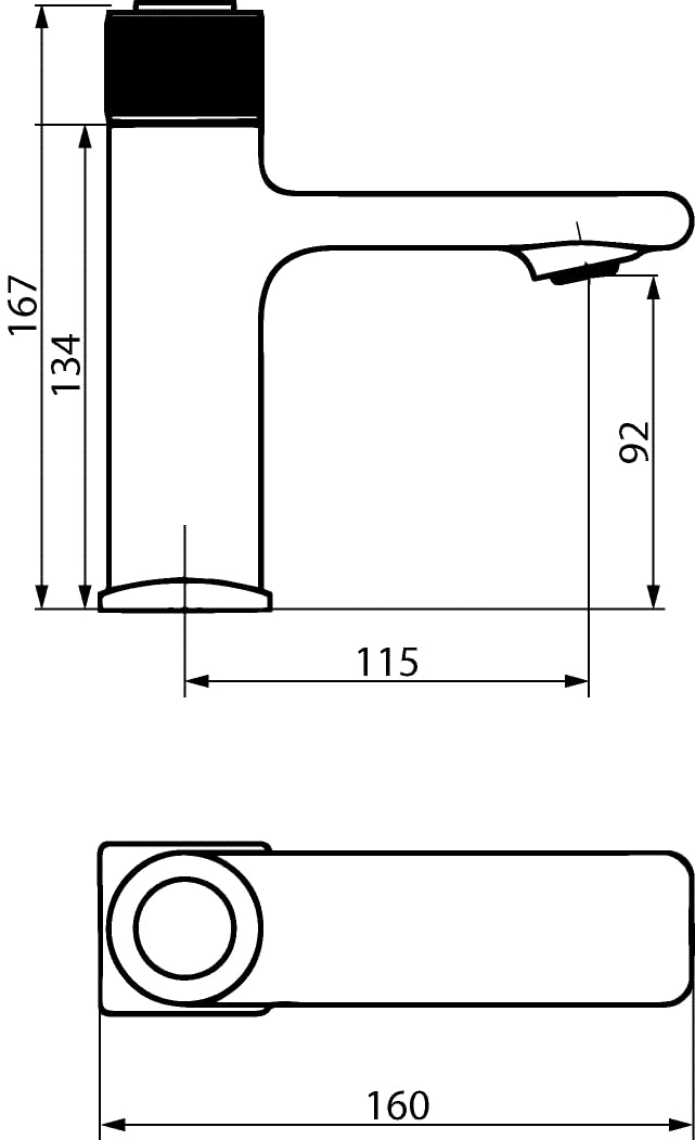 aquaSu® 799140 Lauri - Grifo para lavabo (con mango giratorio, válvula desplegable, cartucho de cerámica, fijación sin herramientas, núcleo de latón), color negro