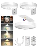 BrightArk 3 Stück Bilderleuchte Kabellos, LED Wiederaufladbar Batterie Wandleuchte für Kunstwerke Schrankbeleuchtung, Magnetische Bildbeleuchtung Kabellos mit 3 Farben, Timer-Funktion & Dimmfunktion