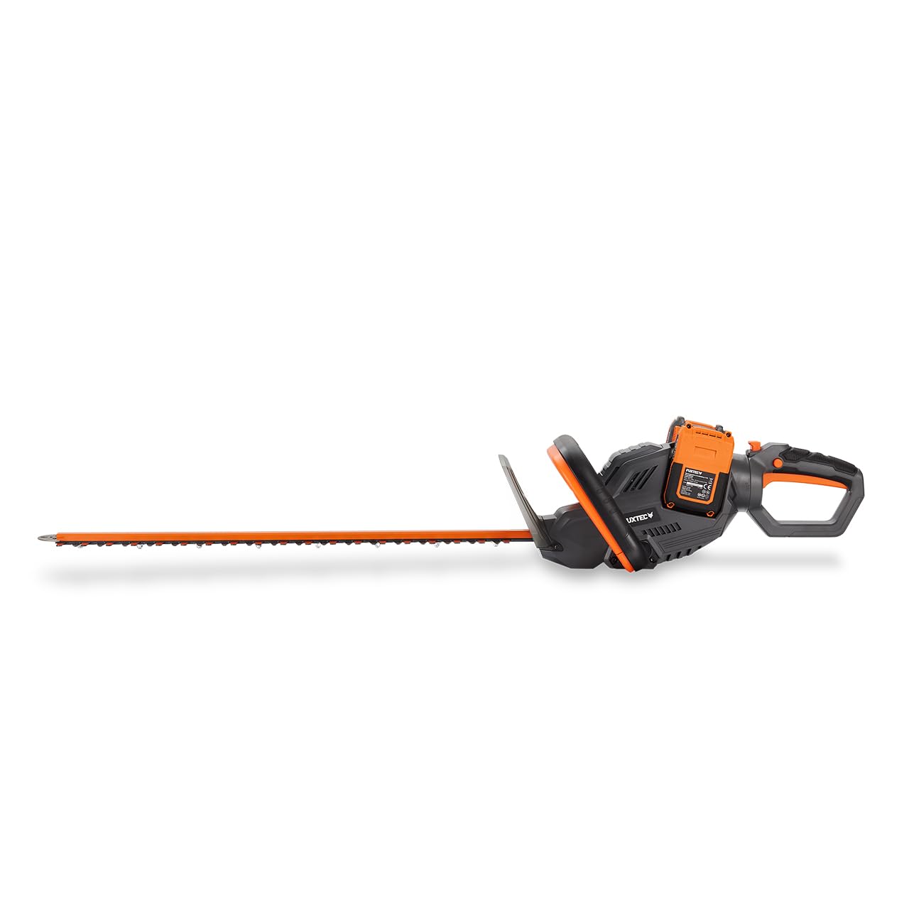 FUXTEC 40V Akku Heckenschere FX-E2HSSET • 61cm Schnittlänge • 26 mm Schnittstärke • 2X 20V Li-Ion Akku • Drehbarer Griff • Elektrische Bremse • Heckentrimmer für Sträucher und Hecken