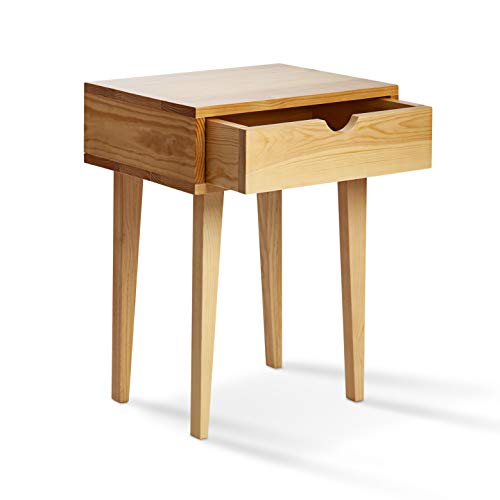 SUENOSZZZ Mesita de Noche Color Haya Estilo nordico para Dormitorio de diseño con Cajon |