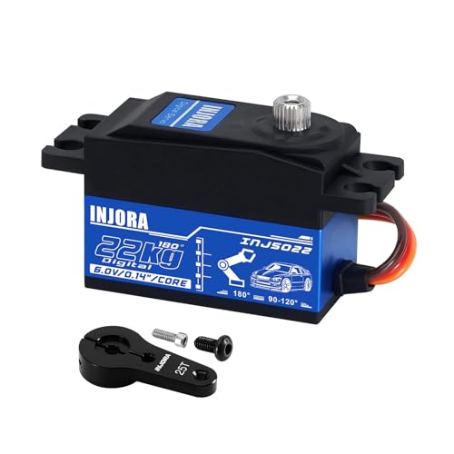 INJORA INJS022 22KG Low Profile Digital Servo and 25T Servo Horn for 1/10 RC Car Robot Model Upgrade