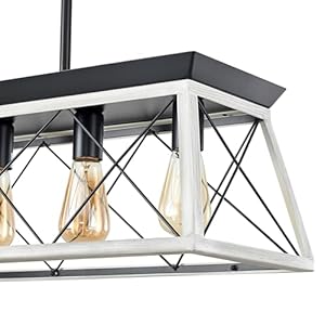 HuixuTe 5-Light Farmhouse Chandeliers for Dining Room, Rustic Kitchen Island Lighting, Adjustable Height Pendant Light for Kitchen, Dining Room Table White HuixuTe 5 Light Farmhouse Chandeliers for Dining Room Rustic Kitchen Island Lighting Adjustable Height Pendant Light for Kitchen Dining Room Table White