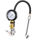 Air Pressure Gauge for Tire Inflator, 0-220 PSI Air Gauge Tire Pressure for Air Compressor, Heavy Duty Durable Rubber Hose, Easy Read Dial, Portable Tire Inflator for Car, Motorcycle or Bike - Drixet