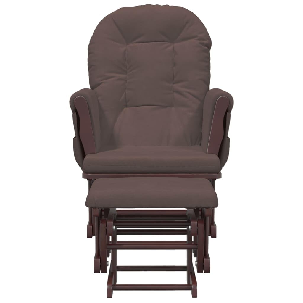 vidaXL Poltrona Glider con Sgabello Marrone in Tessuto