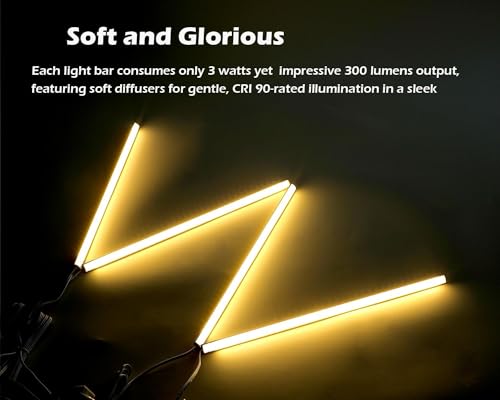 Dimmable Under Cupboard Lighting Kit - 4pcs 30cm V-Shape Ultra Slim LED Light Bars for Showcase Shelf Low Profile Seamless Illumination - 1200lm, 12W - Warm White 3000K - UK Plug - Cosy Home Interiors Dimmable Under Cupboard Lighting Kit - 4pcs 30cm V-Shape Ultra Slim LED Light Bars for Showcase Shelf Low Profile Seamless Illumination - 1200lm, 12W - Warm White 3000K - UK Plug - Image 2