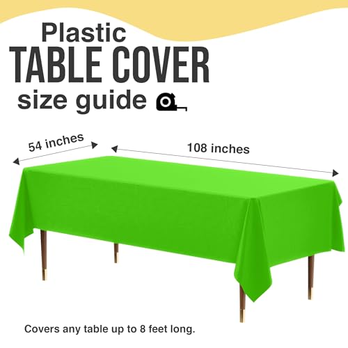 Image of Exquisite Lime Green Rectangle Tablecloth 54 inchx108 inch - 48 Pack | Plastic Tablecloth, Disposable Table Covers Rectangle for Parties, Weddings, Holidays & Party Supplies