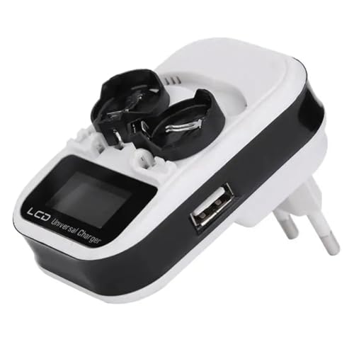 Myhoomowe Cargador de Batería Inteligente LCD Botón de Litio Carga de Batería USB Recargable Cargador de Batería Multifuncional Enchufe Europeo