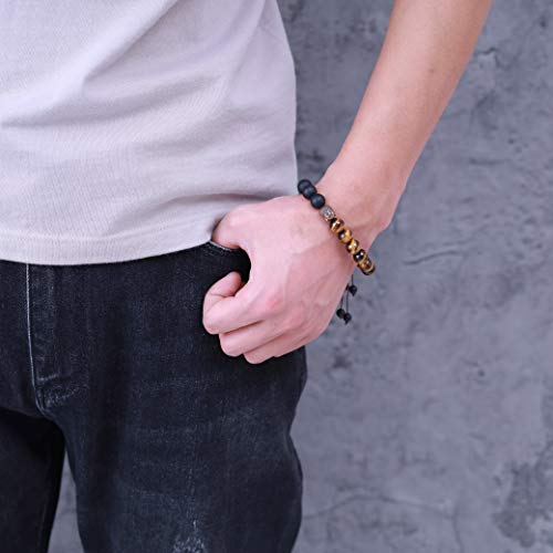 Coai Buddhist Reiki Healing Matte Onyx Tiger Eye Prayer Stones Bracelet #TOP1