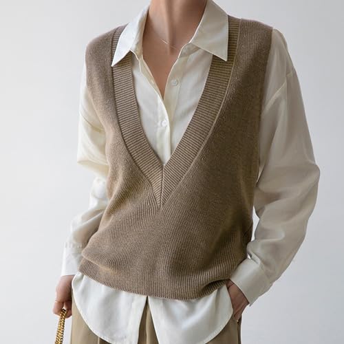 Wowcarbazole Women's Sweater Vest V Neck Pullover Knitwear Tank Top Trendy Sleeveless Sweater Fall 20242