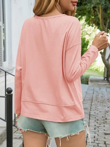 Image of Cicy Bell Womens Long Sleeve T Shirts V Neck Casual Flowy Tops Fall Fashion Loose Fit Basic Tees