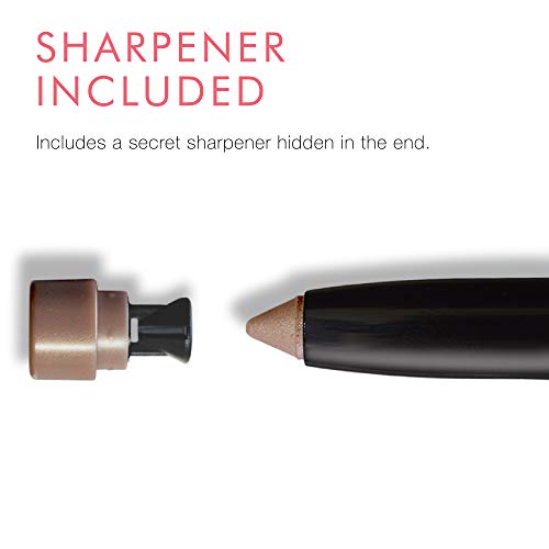 Beauty For Real Shadow Stx, Midnight Marathon - Universal Topaz Caramel Shimmer - Waterproof, Cream-To-Powder Eyeshadow Stick - Built-In Sharpener - 0.05 Oz #TOP4