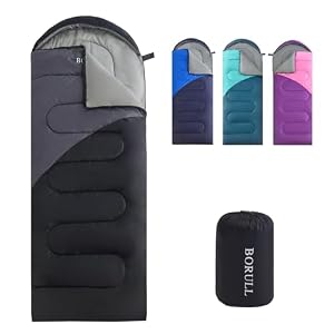 Lightweight Sleeping Bags for Adults & Kids, Backpacking & Scouts, Compact | 3lb, packs 8″x14″. Left-zip Pairs with Right-zip to make a double. 50–68°F for 3-season. Hooded envelope. Machine washable.