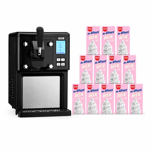 Cooks Professional Luxury Soft Serve Ice Cream Maker | 1.5L | Self-Cooling Compressor | Auto Cleaning | Digital Display | Perfect for Sundaes & Desserts | Includes 12 x 1L Mr Whippy Ice Cream Mix