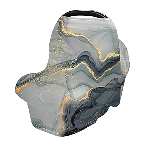 Image of Nursing Cover Breastfeeding Scarf Abstract Black and White Marble Baby Car Seat Covers Soft Breathable Infant Carseat Canopy Stroller Cover for Boys Girls