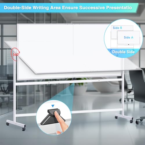 Image of Maxtek Rolling Whiteboard 96 x 48 in, Large Double-Sided Magnetic Standing