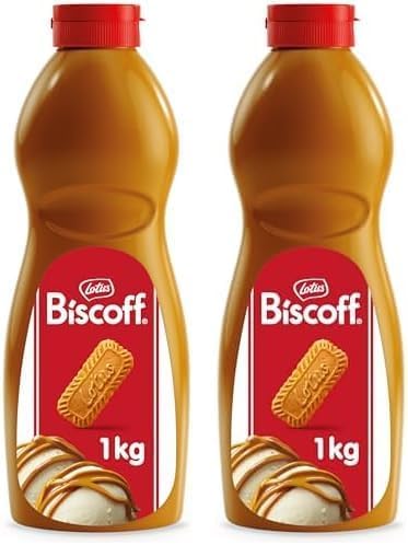 Lotus Biscoff Topping Cobertura Postres 1kg PACK 2 - Galletas Caramelizadas Originales, Vegano, Sin Aromas/Colorantes Artificiales, Botella Exprimible Profesional