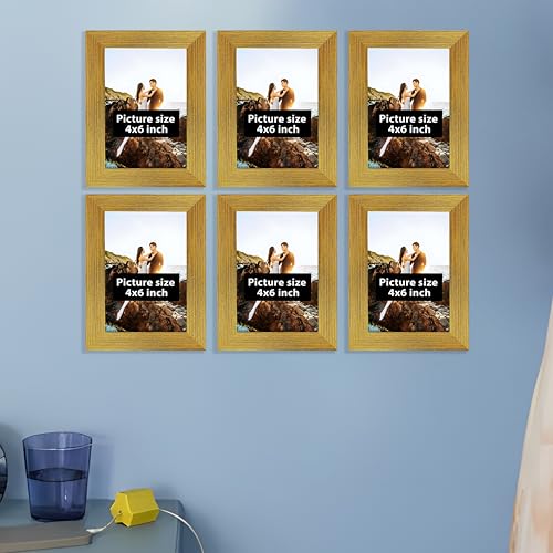 Image of Art Street Set of 6 Wall Rectangular Photo Frames, Wall Hanging Picture Frame for Home, Living Room, Study Room Decor & Office Decor (Color: Gold, Size 4x6 Inch)