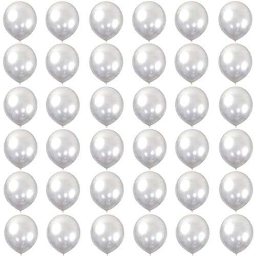 Ballon Argent,36 Pièces 5 Pouces Ballons de Baudruche,Ballon Anniversaire,Ballons Argent en Latex Mat Helium Gonflable de Fete,Mariage,Baby...