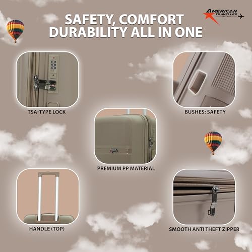 Image of Fly Luggage Trolley bag | Durable Polypropylene Hard Shell | Polypropylene, Lightweight Large Expandable Hardshell, 8 Disc Wheels, TSA Type Lock