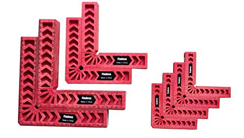 Fladess Positioning Squares, 90 Degree Clamping Square for Woodworking, Corner Clamps for Picture Frames, Boxes, Cabinets or Drawers, L-type Right Angle Ruler, Carpenter Tool, Set of 8 (red+red 4" 6")