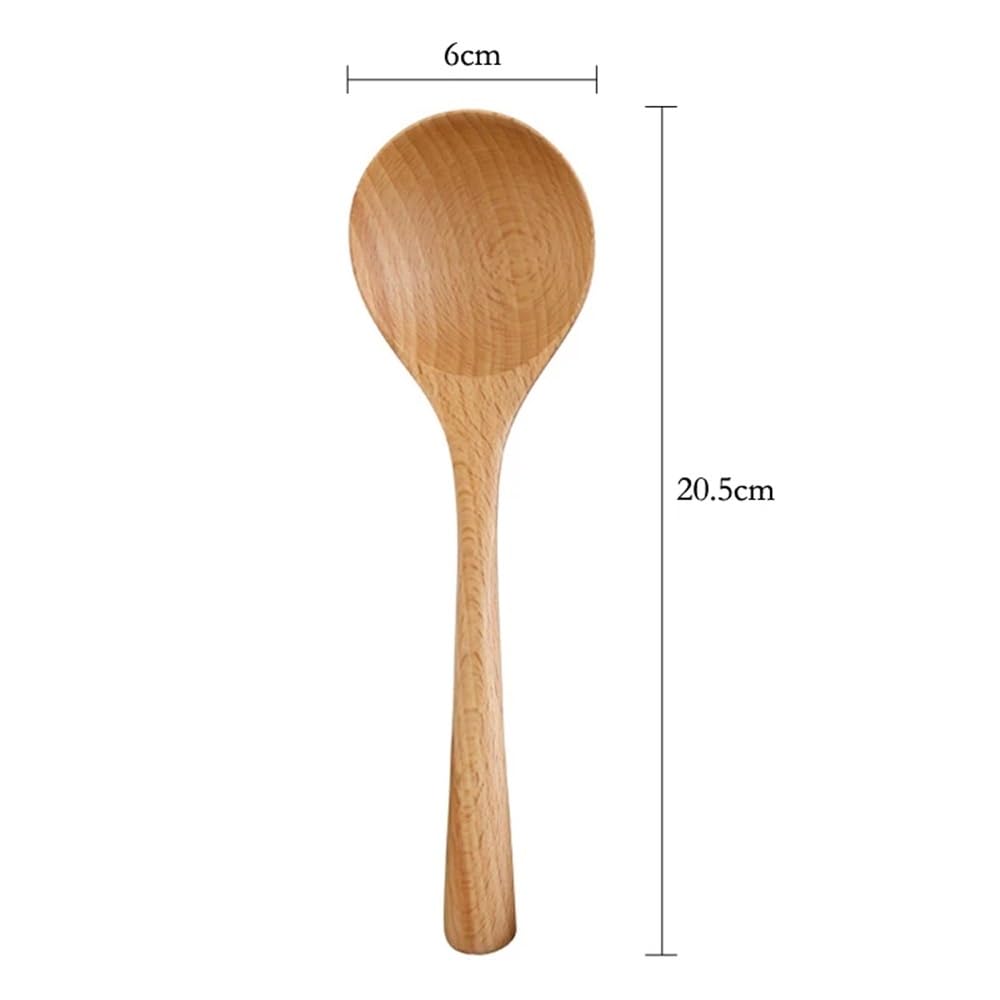 Utensilios de cocina Juego de 4 cucharas soperas de madera de haya for servir fideos grandes, ramen y arroz. Para el hogar