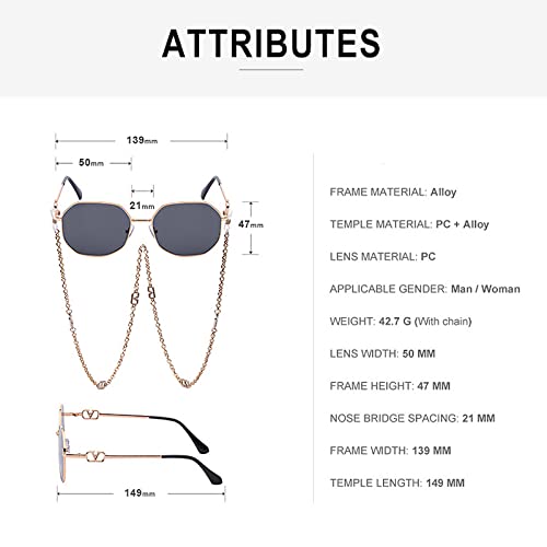 HMRGLMIE-Retro Sunglasses With Chain Men Women Anti-drop Chain Lanyard UV400 Goggles Glasses Metal Eyewear3