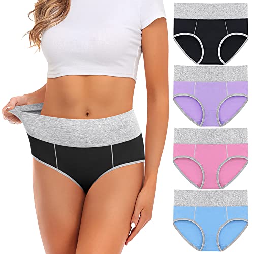 Image of Womens Underwear,Cotton Mid Waist No Muffin Top Full Coverage Brief Ladies Panties Lingerie Undergarments for Women Multipack