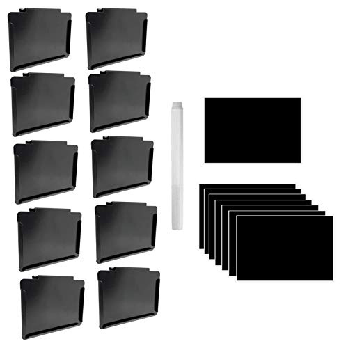 Clip Label Card Holder,Organization Clips,Bin Clips for Kitchen Classroom Pantry,10 Pcs Holders and 60 Pcs Chalkboard Stickers