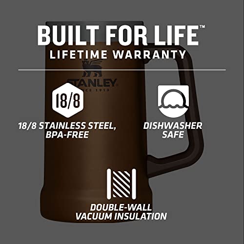 Image of STANLEY Stay-Chill Beer Stein 24 oz | Heavy Duty Big Grip Handle | Beer Tumbler Drink Cup, Holds 2 Cans | Insulated Stainless Steel Party Mug | BPA-Free | Maple