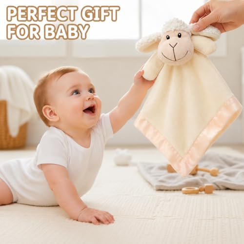 Image of Sheep Security Blanket: Soft, Gender Neutral Baby Loveys for Boys and Girls, Snuggle Toy Stuffed Animal, 12 Inch