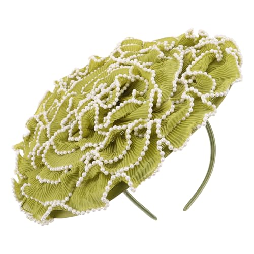 Coiffure festive pour femme avec le bandeau à fleurs vertes Hohopeti perles