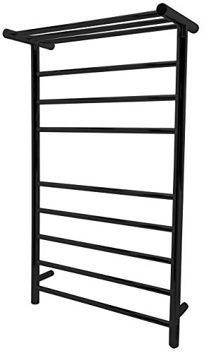 ANZZI Eve Modern 8-Bar Wall Mounted Towel Warmer with Top Shelf in Black
