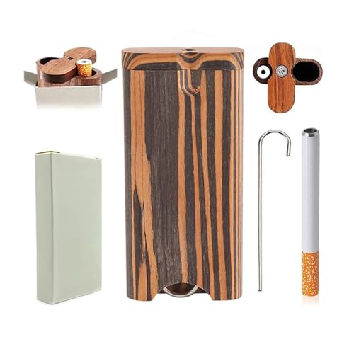 customty One Hitter Hitter Storage Box with Spinning Lid & Metal Poker, Handmade Portable Organizer for Thanksgiving, Christmas, New Year's Day, Valentine's Day - Perfect Home Decor(Patchwork Wood)