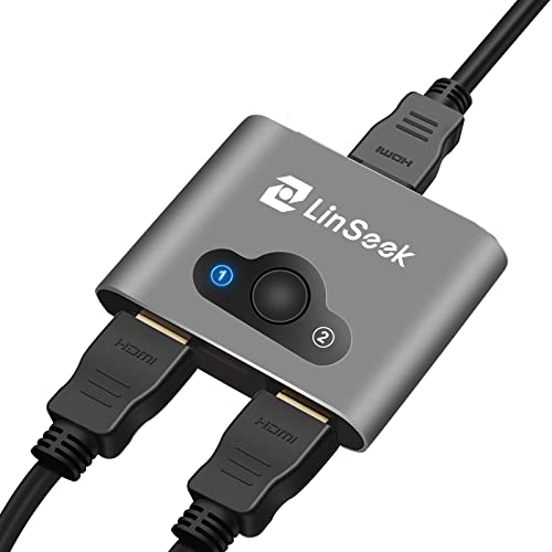 LinSeek HDMI Switch 8K HDMI Switcher Splitter 2 in 1 Out, Bi-Directional HDMI Switcher Supports 8K@30Hz,4K@120Hz, Aluminum HDMI Switch for PS5/4, Xbox, Roku, Apple TV, Fire Stick—Space Grey