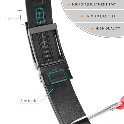 Mens Belt, Slide Genuine Leather Ratchet Belt, Dress Casual, Size Adjustable2