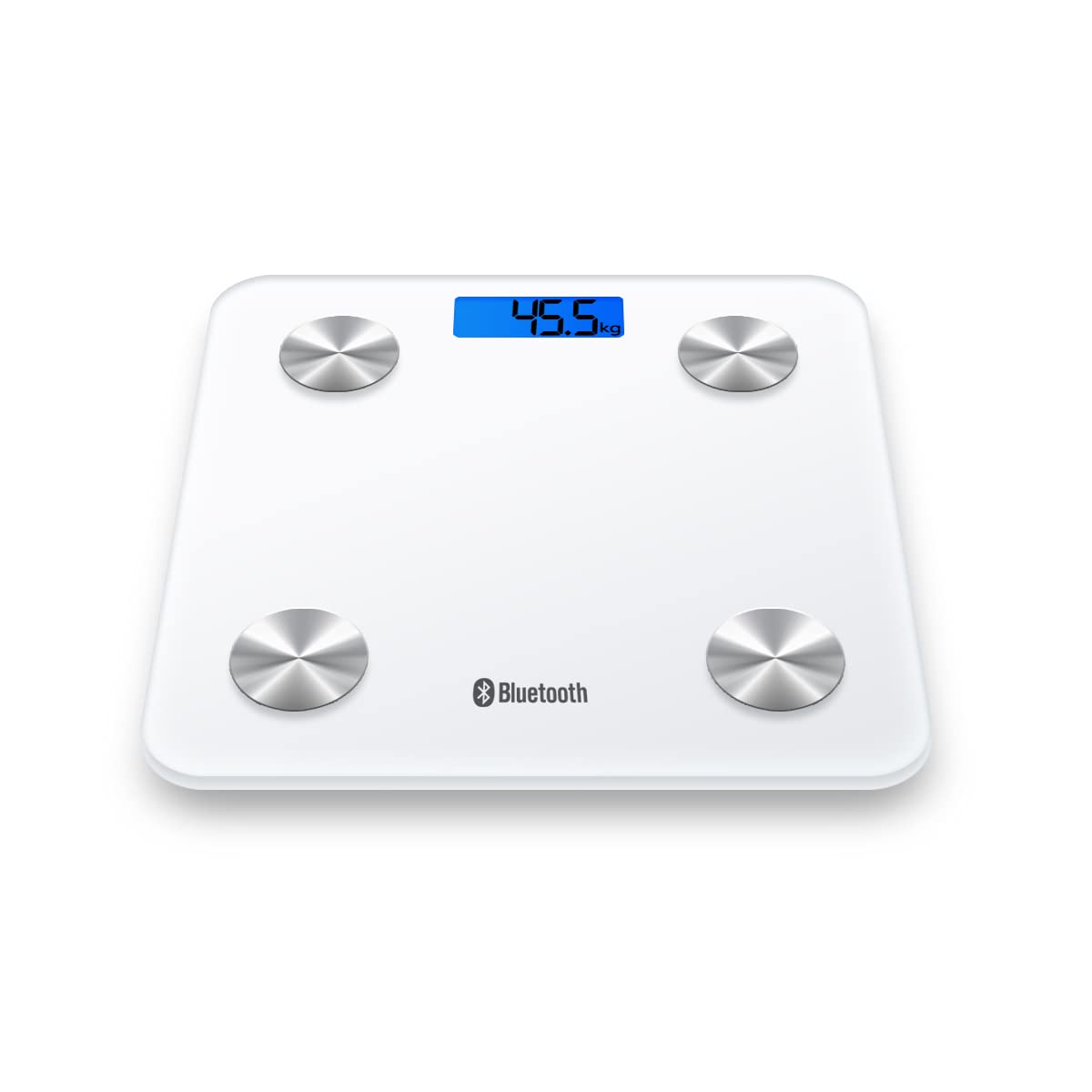 HF Bilancia Pesapersone, Professionale Impedenziometrica Bluetooth Digitale con App Misura Peso Corporeo, Massa Grassa, BMI, Massa Muscolare, Massa Ossea, Proteine (Bianco con retroilluminazione blu)