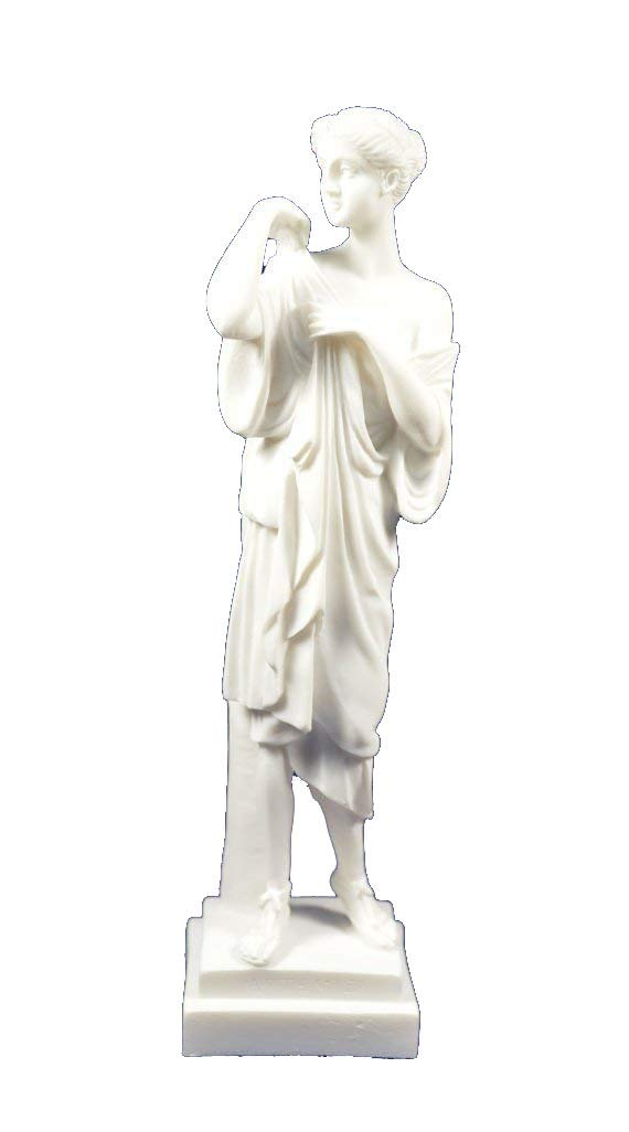 Estia Creations White Artemis Statue Ancient Greek Goddess Of Hunt Diana Alabaster Handmade Tabletop Statue