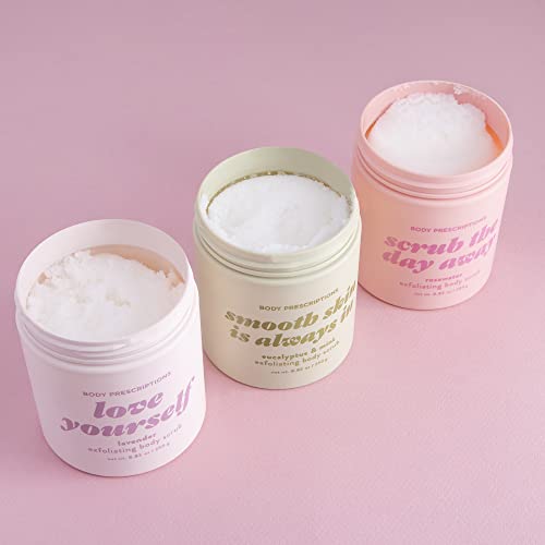 Image of Body Prescriptions Exfoliating Body Scrub - Body Cleanser for Nourished, Ultra-Smooth Skin, Lavender, Rosewater, Eucalyptus & Mint