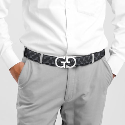 Image of ITIEZY Ratchet Belts for Men - Leather Click Belt for Casual Dress 1 3 /8 inch, Mens Adjustable Belt Trim to Fit