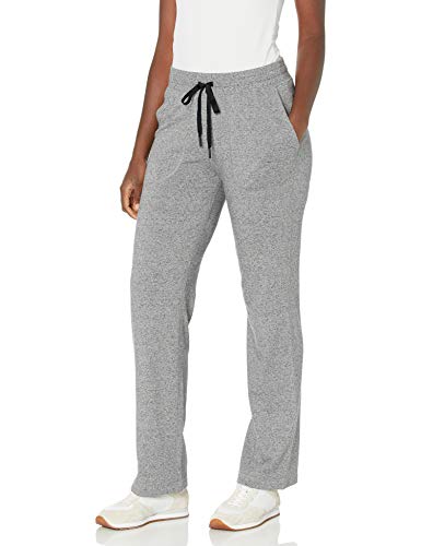 Amazon Essentials Women's Relaxed-Fit Studio Terry Full Length Classic Fit Straight Leg Pant, Charcoal Heather, Medium