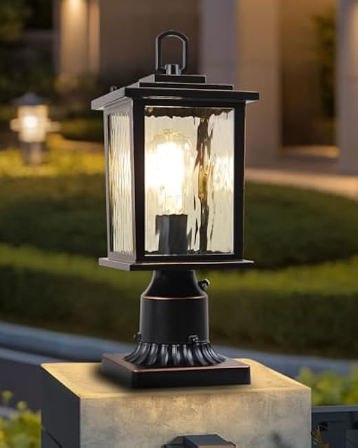 Outdoor Post Light Oil-Rubbed Bronze Pole Lantern 16'' Lamp Post Light Fixture
