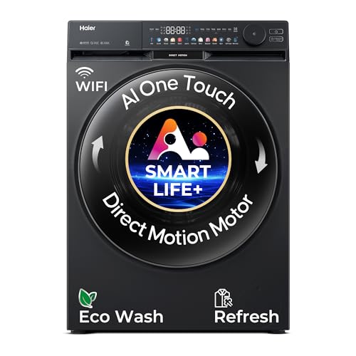 Haier Smart Choice 12 Kg AI Color Panel, One-Touch Smart Wash, Fabric Detection Fully Automatic Front Load Washing Machine with In-Built Heater,WI-FI,