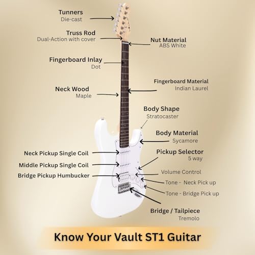 Image of VAULT Sycamore Wood ST1 Premium Sycamore Electric Guitar - White