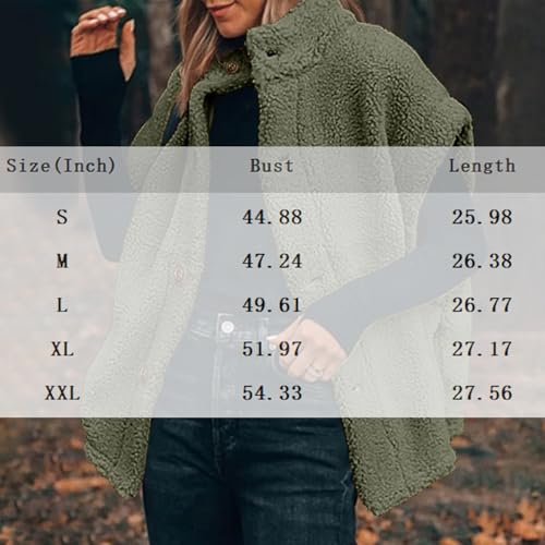 Sherpa Vest Tops for Women Sleeveless Fuzzy Fleece Vest Oversized Button Up Fleece Jacket Warm Winter Fall Jackets3